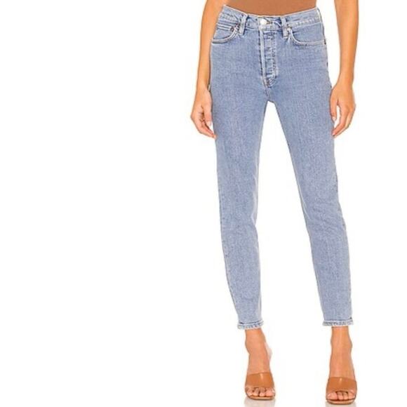 RE/DONE 90s High Rise Ankle Crop Jeans NAF Wash Button Fly 26” Inseam Size 26 - Picture 1 of 16